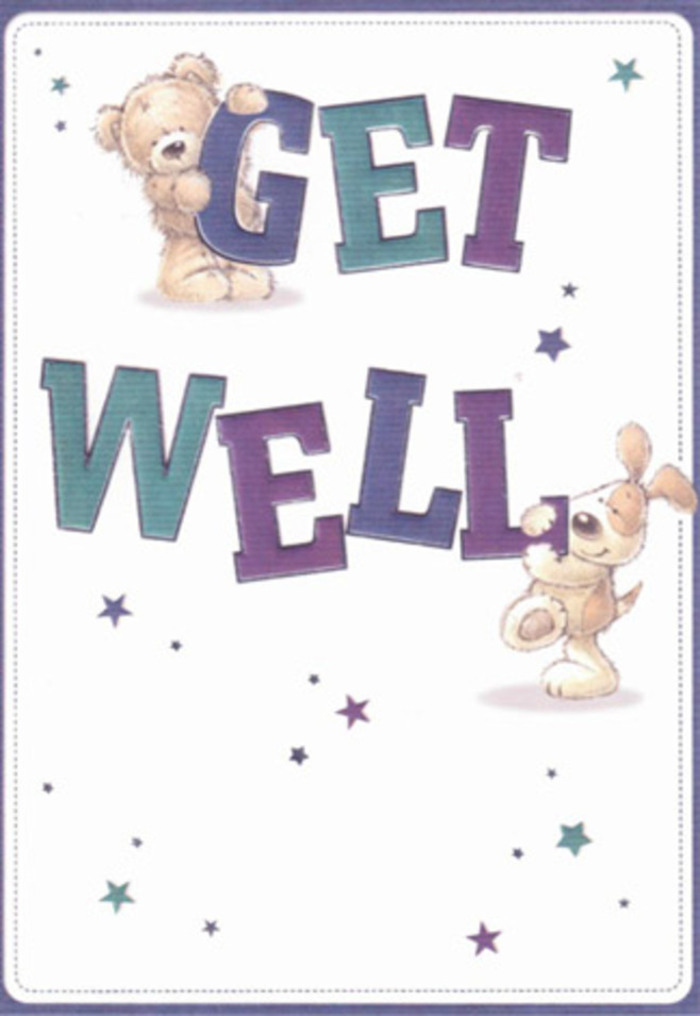 Celebrating gentle encouragement and heartfelt cheer, this joyful get well card is infused with the friendly warmth of New Barnet. At the centre, a spirited puppy and an affectionate teddy bear exchange caring looks, their soft, rounded forms exuding innocence and compassion. Dancing around them are playful stars in gradients of aqua, blue, and amethyst, each a subtle wish for brighter days. The imposing, confident typography-layered in tones of purple and teal-grounds the scene in positive reassurance, much as a thoughtfully selected floral arrangement anchors a room. The luscious illustrated textures-almost tangible in their softness-build an atmosphere of comfort, akin to the touch of a fresh petal picked from a local florist near Cromer Road. Imagine sending this radiant card paired with a bouquet: together, their combined presence radiates hope and heartfelt care, echoing the nurturing ethos of the New Barnet community. The airiness and light found in the design travel straight to the spirit, perfect for uplifting those recovering in or around New Barnet.