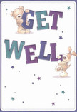 Radiating joyful optimism, this get well card embodies the nurturing comfort so often found in New Barnet's friendly neighbourhoods. Two lovingly illustrated companions-a teddy bear and a puppy-seem to leap from the page, balancing and embracing colourful letters that spell 'Get Well.' The rich indigo and vibrant teal shades form a striking message, glowing gently against a creamy background reminiscent of early spring mornings in New Barnet. Starbursts in varying tones of violet and blue scatter across the card, igniting a whimsical, uplifting spirit evocative of freshly delivered bouquets from Florist New Barnet. The tactile artwork-the bear's fluffy coat, the puppy's silken ears-brings a sense of soothing presence, as comforting as the first flowers of the season at New Barnet Market. This card not only sends a get well wish but delivers a soothing, heartfelt touch-an emotional balm as precious as a hand-tied bouquet shared with loved ones near Church Hill Road or across the bustling New Barnet community.